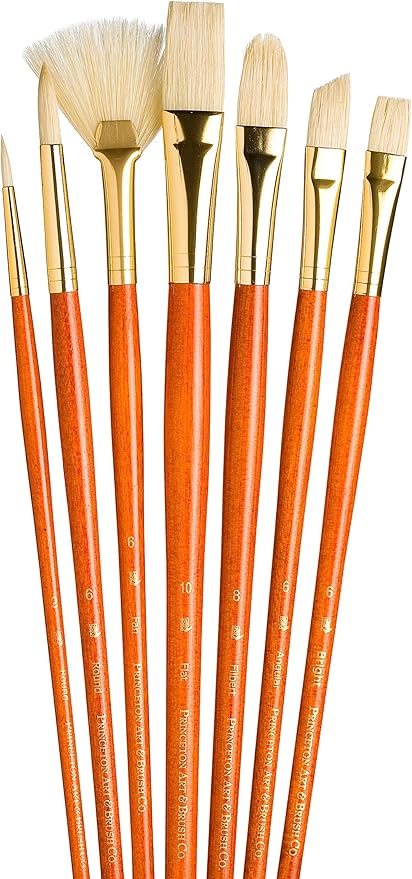 Princeton RealValue Brush Set, Natural, Orange Handle, 7 Piece, 1 Count