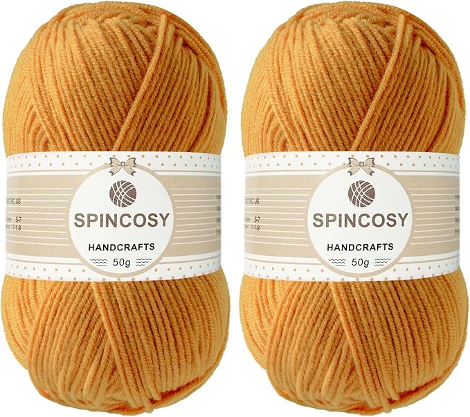 2 Pcs Crochet Yarn, Feels Soft 280 Yards Assorted Colors 4ply Acrylic Yarn,Yarn for Crochet & Hand Knitting (Amber)