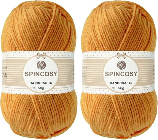 2 Pcs Crochet Yarn, Feels Soft 280 Yards Assorted Colors 4ply Acrylic Yarn,Yarn for Crochet & Hand Knitting (Amber)