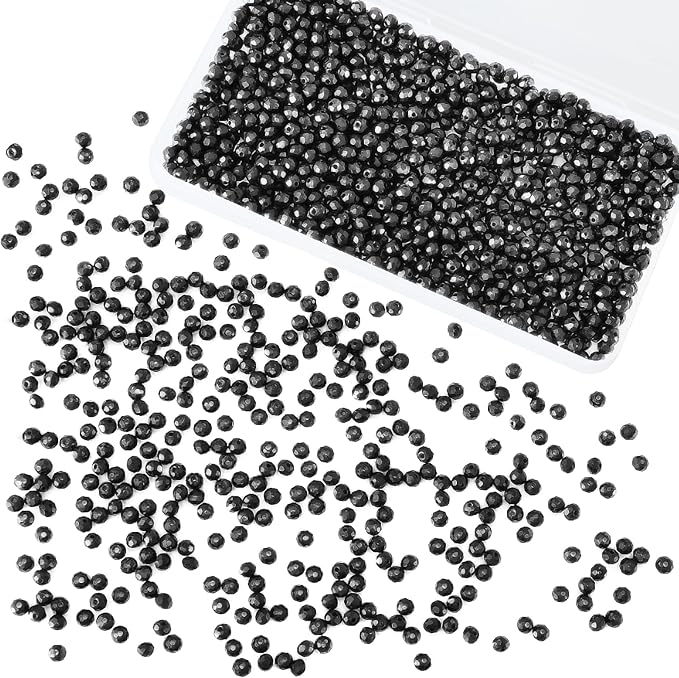 laopottbeads 1200pcs 4mm crystal glass beads for jewelry making beads for bracelets necklace pendants making supplies(black)