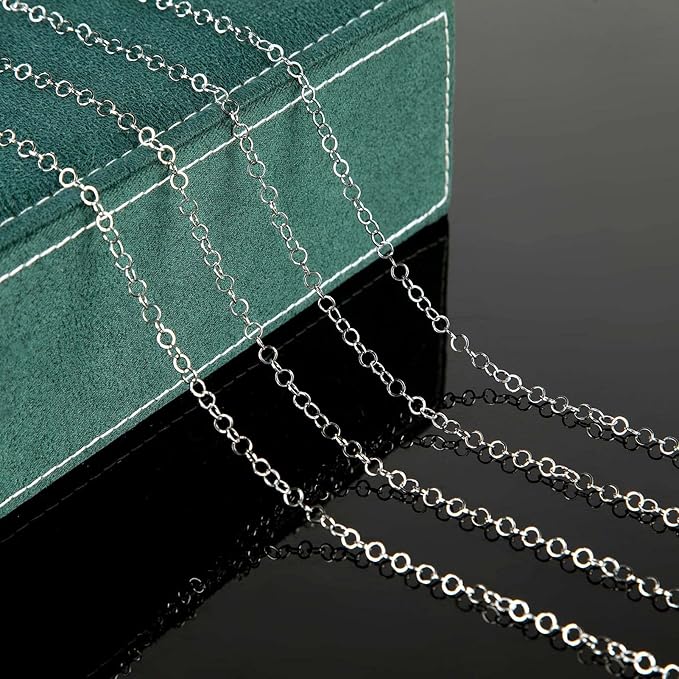 KYUNHOO 33 Feet Silver 304 Stainless Steel Chain for Jewelry Making 4MM Round Circle Link Chain Roll Soldered Jewelry Supplies Chain with Jump Rings and Lobster Clasps for Necklace Bracelet DIY