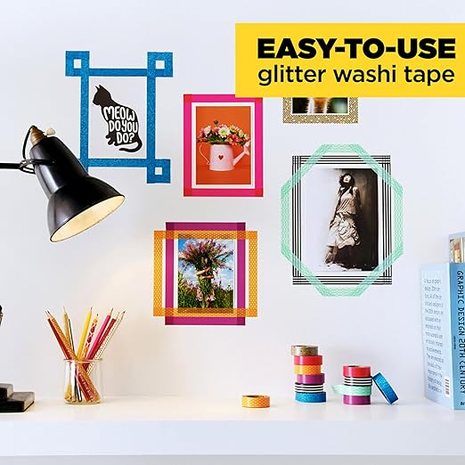 Scotch Expressions Glitter Tape, 0.59 " x 196 ", Black, 6 Rolls (C514-BLK)