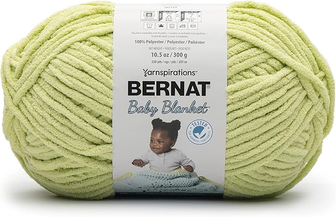 Bernat Baby Blanket BB Lemon Lime Yarn - 2 Pack of 10.5oz/300g - Polyester - #6 Super Bulky - 220 Yards - Knitting/Crochet