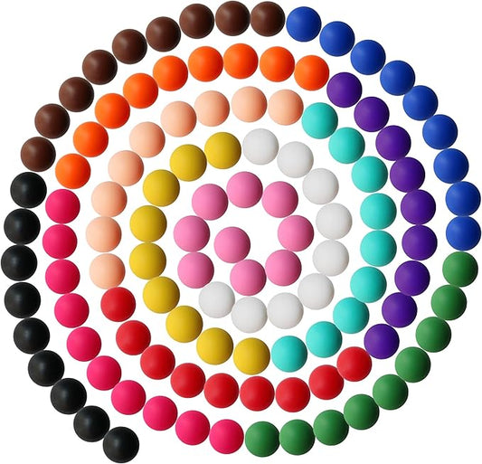 126pcs Richbunnys 15mm Bulk Silicone Beads for Pens and Keychain Making,Large Bead for Necklace and Bracelets Making,Assorted Rubber Beads Set for Crafts(Mixcolored)