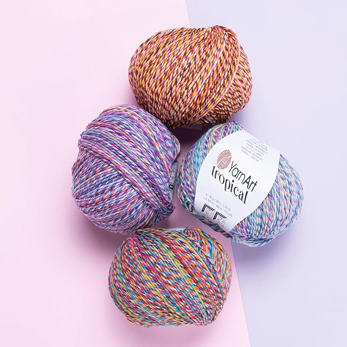 YarnArt Tropical Yarn - Variegated Fine Cotton Yarn, 50g/174yds, Soft, Amigurumi, Crocheting, Turkish, 55% Cotton - 45% PAC (Poliacrylic) - (613)