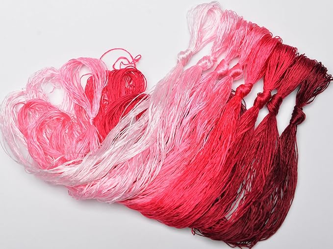 100% Nature Mulberry Handmade Embroidery Silk Thread Woven Jewelry Accessory Artificial Flowers Cross Stitch Floss DIY Sewing Kits 8 Gradient Colors 22m Each (9)