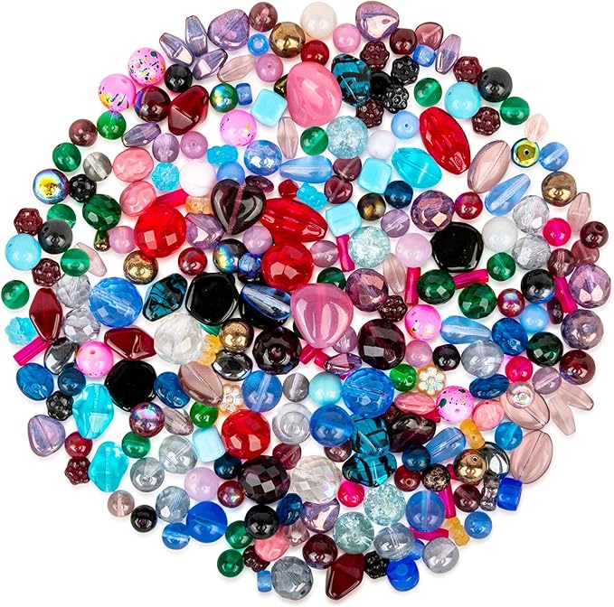 Assorted Glass Beads for Jewelry Making, DIY Lamp Work, Arts and Crafts, and Decorative Hobby Artistry, Colorful Crystal Assortment Bulk Mix, 4-18mm, Half Pound (3)