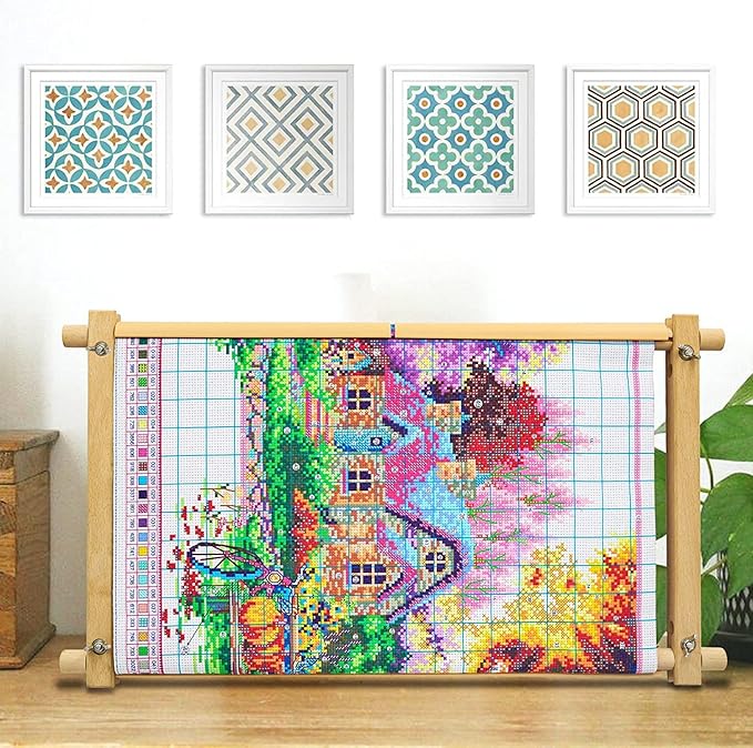 Beech Wood Tapestry Scroll Embroidery Frames, Needlepoint Cross Stitch Holder, Quilting Frames, Needlepoint Holder, Stitching Frame for Sewing, Cross Stitch, Embroidery Projects
