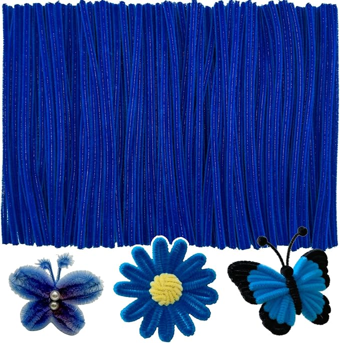 Royal Blue Pipe Cleaners Craft,Chenille Stems for DIY Art & Craft Supplies,Blue Party Decorations,Halloween/Christmas Gifts,Pipe Cleaners Blue Crafts,Royal Blue Gifts for Women,Wall Decor