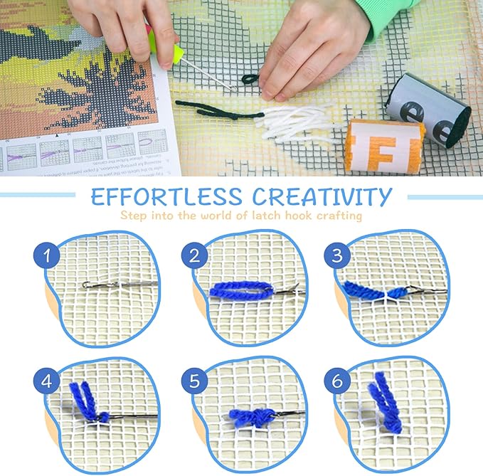 ZFFLYH Christmas Snowman Latch Hook Rug Kits, DIY Rug Crochet Yarn Kits Printed Color Canvas Christmas Decoration and Activity 20.5X15 Inch