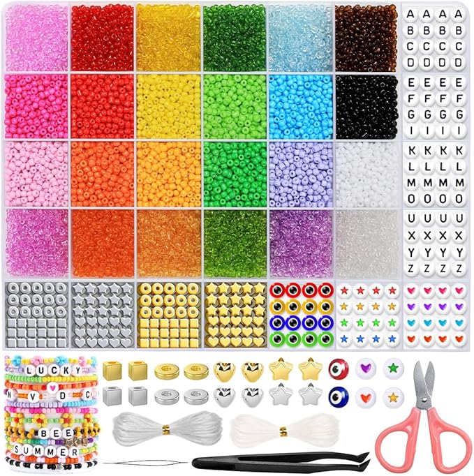 IOOLEEM 10000+pcs 3mm Glass Seed Beads Kit for Jewelry Making and Bracelets