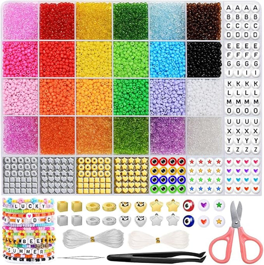 IOOLEEM 10000+pcs 3mm Glass Seed Beads Kit for Jewelry Making and Bracelets