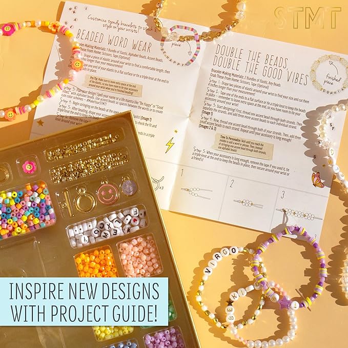 STMT DIY Beaded Jewelry Kit - Makes 15 Premium Pieces, Includes Bracelet Making Supplies, Letter Beads, Enameled Charms, Great Teen Girl Gifts