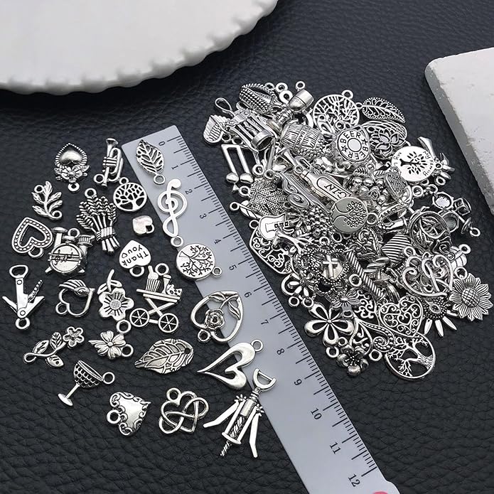 100 Pieces Jewelry Making Charms Pendants for Bracelet Bulk lot Necklace Earrings Keychain Charms Beads DIY Kit Trendy Craft
