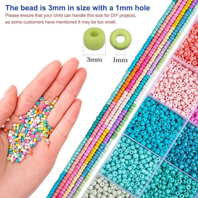 TEXGIZRLY 3mm Seed Beads for Jewelry Making, 48 Colors Bracelet Making Kit for Adults, Friendship Bracelet Kit with Letter Beads, Beads for Bracelets