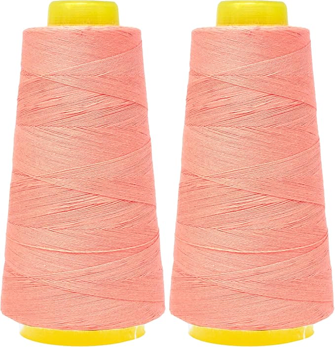 Mandala Crafts Blush Thread Cones for Machine and Hand Quilting - 2400 Yds 50 WT Multiple Purpose Mercerized 100% Cotton Threads for Sewing Machine Serger Embroidery