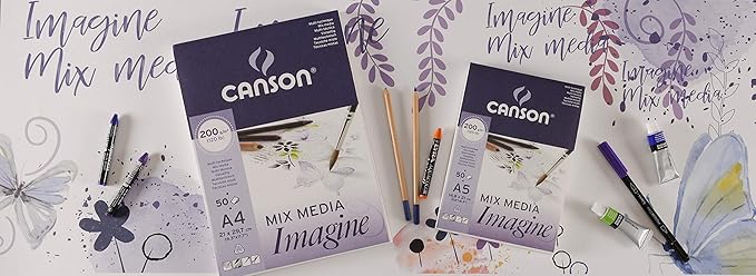 Canson Imagine Mixed Media 200gsm Paper, Natural White, A5 pad Including 50 Sheets