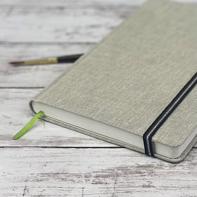 Handbook Journal Co. Watercolor Sketchbook - Pocket Panorama 3.5 x 8.25 in. 140 lb/ 300 gsm Cold Press Paper - European Linen-Bound Hardcover, 30 Acid-Free Sheets (60 Pages) Pocket and Elastic Closure