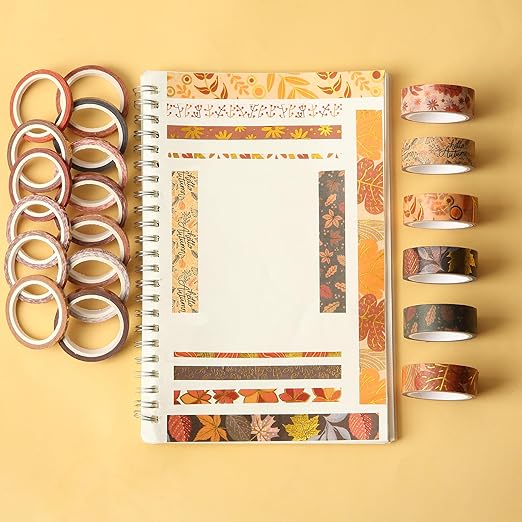 Mr. Pen- Washi Tape Set, 21 Rolls, Autumn Leaves, Decorative Tape, Washi Tapes, Scrapbook Tape, Scrapbook Washi Tape for Journaling, Craft Tape