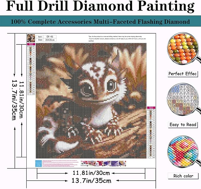 CZYWJMEI 5D Diamond Painting Kits for Adults Beginners,DIY Small Dragon Diamond Art Kits,Full Round Drill Diamond Dot Gem Art Kits,Home Wall Decor 13.7 x13.7nch