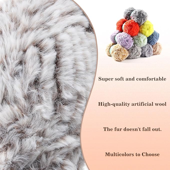 2 Skeins Faux Fur Yarn Soft Fluffy for Crocheting - Chunky Fuzzy Yarn for Crochet Amigurumi, Hat, Shawls, Total Length (71x2) Yards (Chicken Yellow)