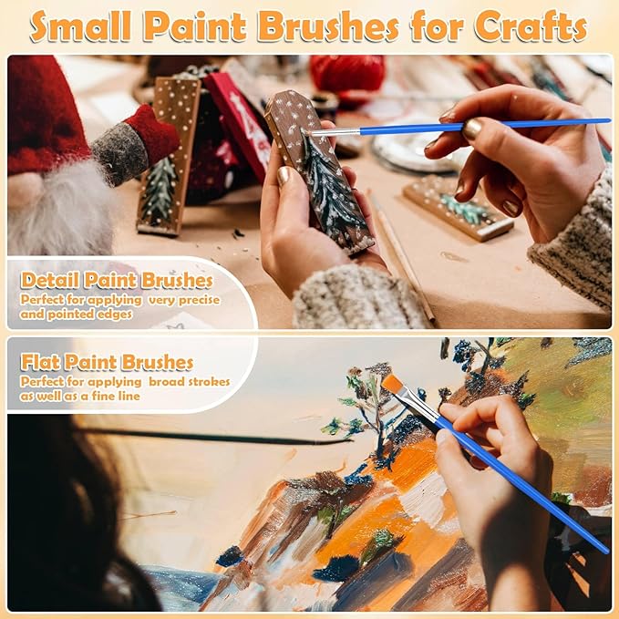 240 Pcs Small Paint Brush Bulk, Flat Fine Tip Artist Paint Brushes Set, Kids Classroom Acrylic Oil Watercolor Canvas Painting Crafts Paint Brushes for Body Face Nail Festival Parties