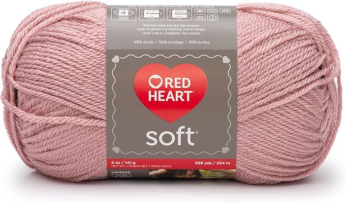 Red Heart Soft Rose Blush Yarn - 3 Pack of 141g/5oz - Acrylic - 4 Medium (Worsted) - 256 Yards - Knitting/Crochet