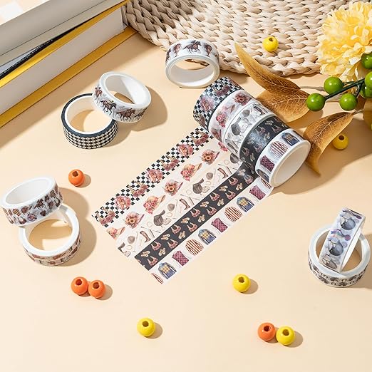 Kentucky Derby Washi Tape - 12 Rolls Horse Racing Silhouette Jockey Silk Bridle Pattern Design Premium Acid Free Repositionable Paper for Scrapbooking Gift Wrapping Journal DIY Crafts