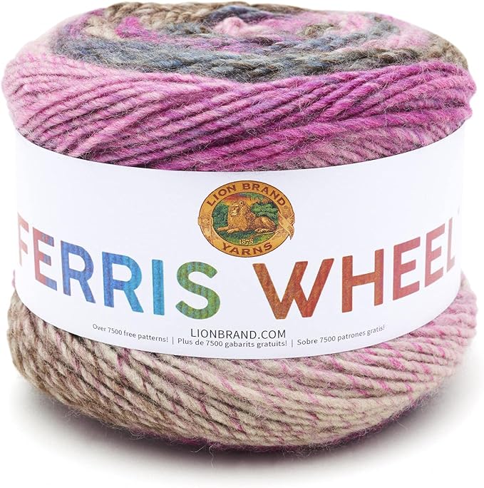 Lion Brand Yarn, Muticolor Ferris Wheel Yarn for Knitting, Crocheting, and Crafts, Wild Violets, 1 Pack