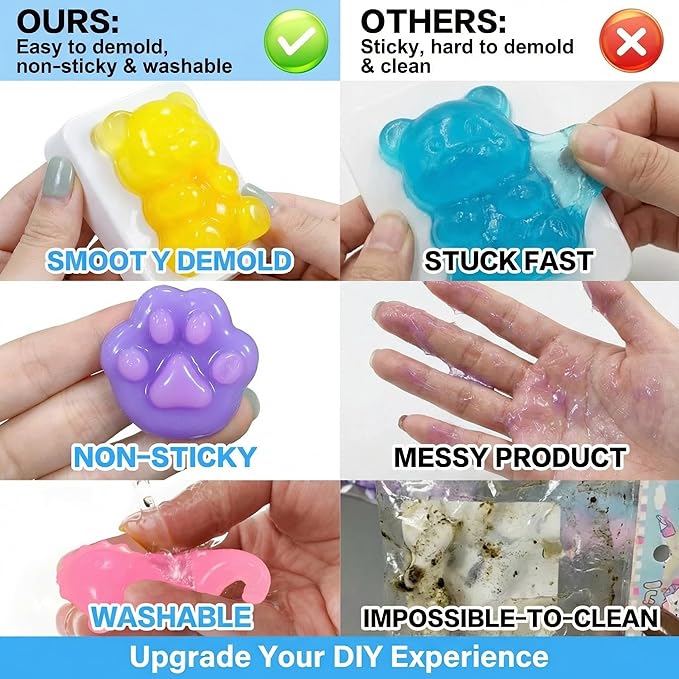 Carolart Make Your Own Squishies Animal Toys，6 Rubber Characters Making kit，Glow-in-the-Dark Science Activity kit, Silicone Squishies Craft Kit，Squeeze Gift Set for Boys and Girls Ages 6-12