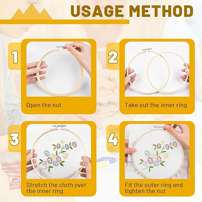 giemson embroidery hoop 12 inch 12 pieces large embroidery hoops bamboo circle cross stitch hoop for embroidery art craft sewing