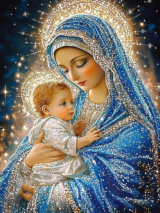 CHWGLFGG 5D Diamond Art Kits for Adults Beginners, Virgin Mary Diamond Painting Kits, DIY Full Round Drill Paint by Diamonds Dot Gem Art for Adults, Home Wall Decor 12x 16 Inch