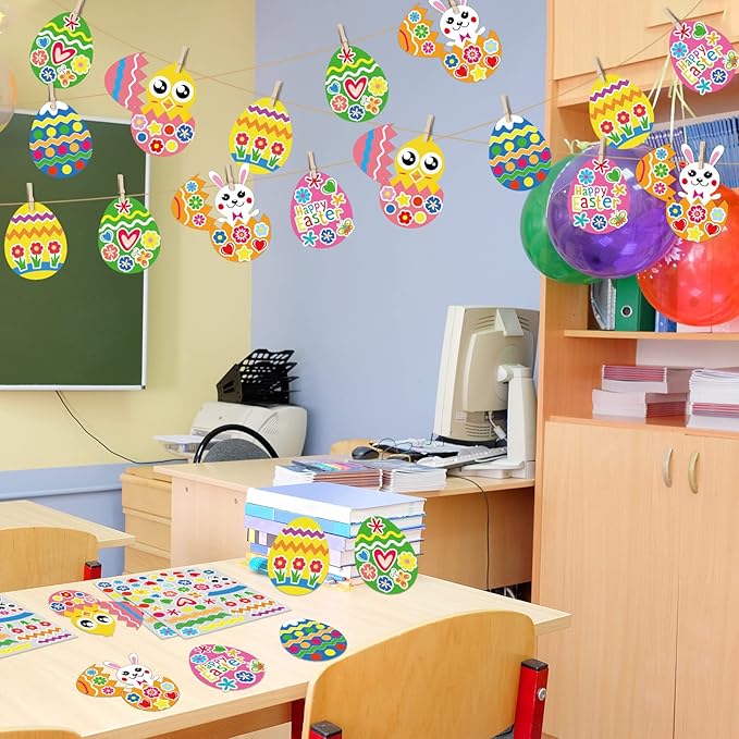 chiazllta 30 PCS Easter Egg Bunny Craft Kits for Paper DIY Easter Chick Egg Rabbit Craft Kits for Home Game Art Activities Party Favors