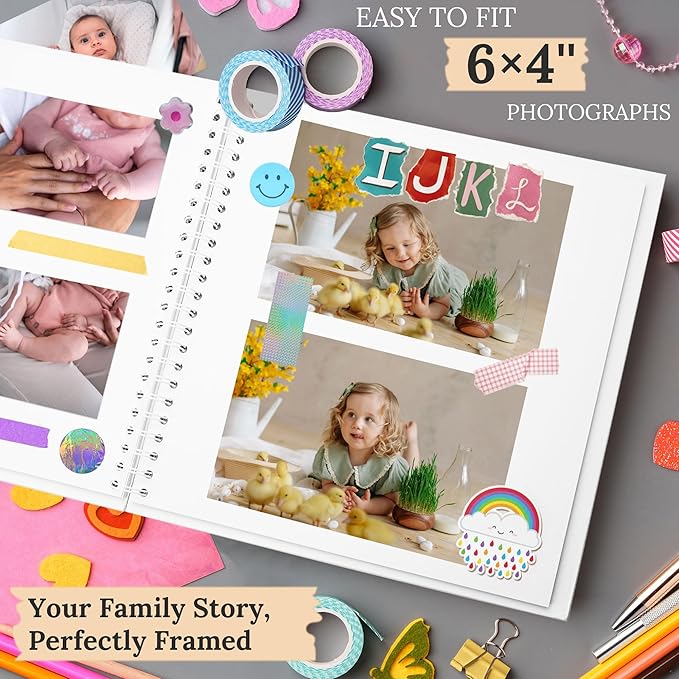 Scrapbook 10x10 Inch DIY Scrapbook Album Hardcover Kraft Paper Scrap Book Photo Albums 40 Pages Perfect for 4x6 / 5x7 Photos Memory Book for Family, Wedding