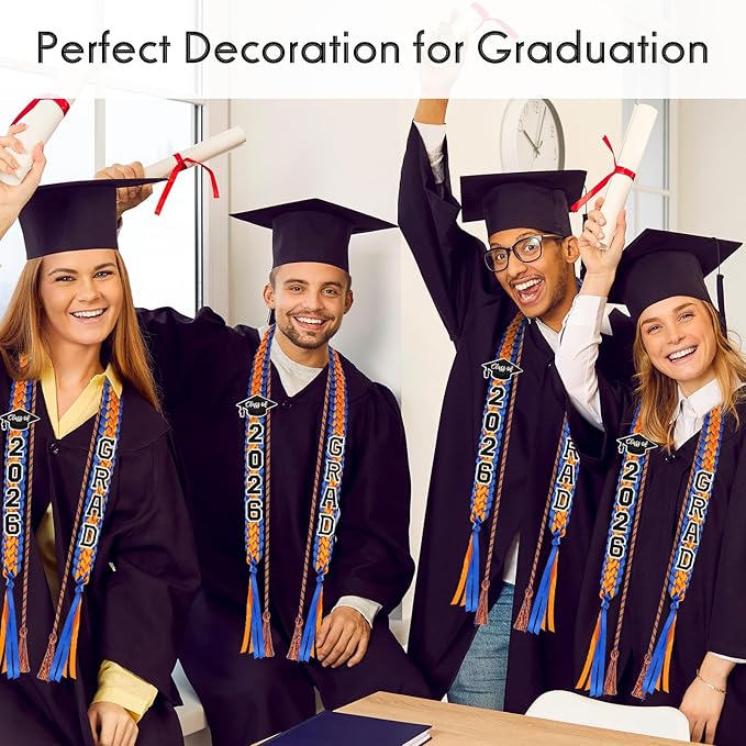 YLOLUL 16 Pcs Graduation Leis 2026 Graduation Candy Lei Kit with Honor Cord Class of 2026 Graduation Ribbon Money Lays Necklace Graduation Gift Party Accessories for Women Men