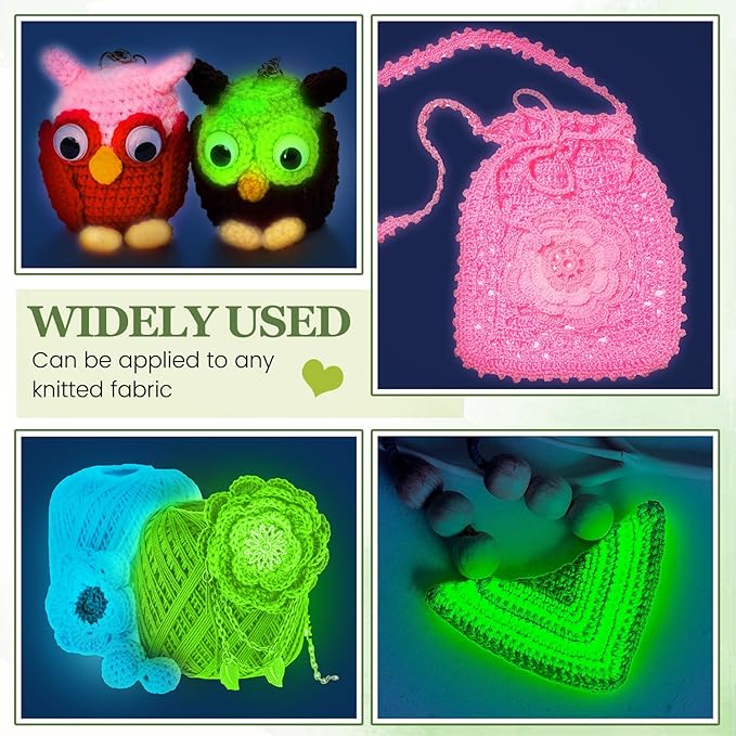 WILLBOND 5 Rolls Glow in The Dark Magic Yarn Luminous Neon Crochet Yarn for Crocheting DIY Knitting Glow Fingering Sewing Supplies for Crafts Sewing Party 54.7 yd Per Roll (Gorgeous Colors)