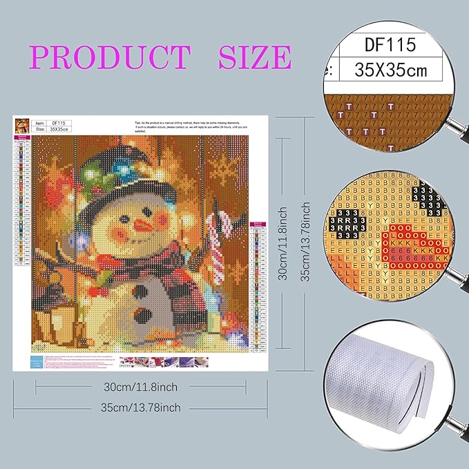 DIYDECORFUN Christmas Diamond Art Painting Kits for Adults Beginners,5D Snowman Diamond Painting Kit,DIY Full Round Drill Winter Paint with Diamond Dot Gem Art for Wall Decor Xmas Gift (14x14inch)