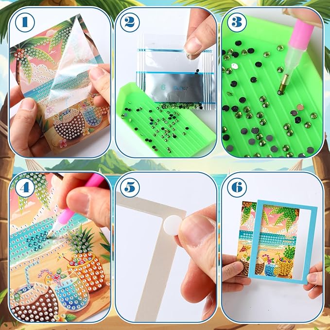 ForraFun 24 Pcs Landscape Diamond Art Frame for Adults Small Diamond Painting Picture Frames Scenery Mini 5d Rhinestones Paint Art for Beginners Home Wall Decor, 5.12x3.94 Inches(Summer)