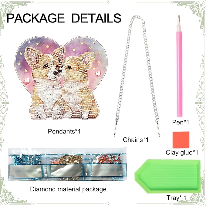 AiYuanzsh DIY Acrylic Diamond Painting Hanging Kits, Love Dogs Special Shape Diamond Rhinestone Round Diamond Art, Window Decorations Home Garden Wall Hangings Valentine's Day Gifts