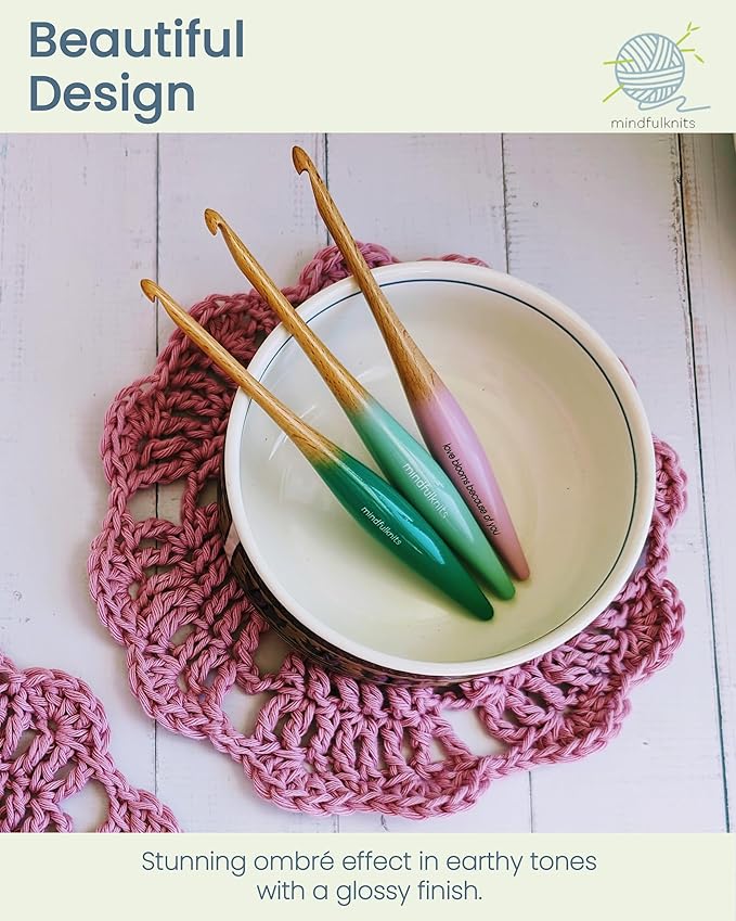 mindfulknits Premium Ergonomic Beech Wood Crochet Hook – Size US O, 12mm – 15cm Length – Wooden Crochet Hook - Knitting & Crochet Supplies for Crafting Relaxation & Stress Relief (12mm)