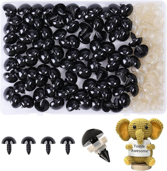 XKDOUS 16mm Safety Eyes, 200pcs for Crocheting, Crochet Eyes for Amigurumi, Stuffed Animal Doll Eyes for DIY Crafts