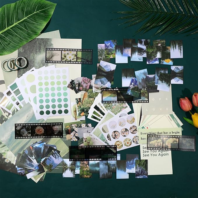 114 Pieces Scrapbooking Materials Scrapbook Supplies Pack for Art Journaling Bullet Junk Journal Planners Art DIY Paper Stickers Washi Tape Craft Kits Notebook Collage Album Aesthetic (Nice Style)