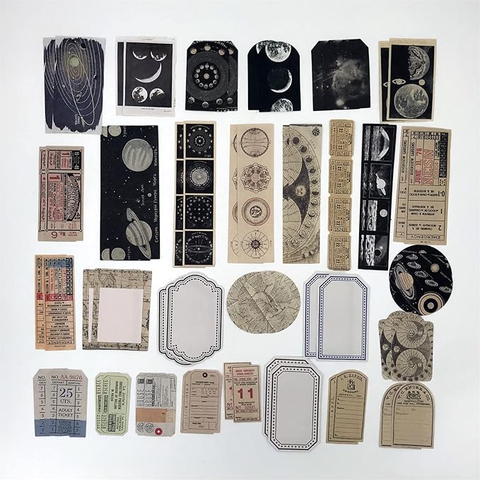 Esweny 200PCS Vintage Scrapbooking Supplies Kit for Journaling, Scrapbook Sticker Paper Pack for Junk Journal Planners Aesthetic Cottagecore Room Decor Wall Art Collage Album