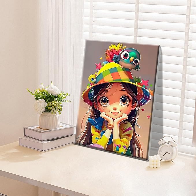 ATDMS Paint by Numbers Kit for Adults with Frame Cartoon Paint by Number with Easel Cartoon Character Adult Paint by Number Kits on Canvas Paint by Number with Frame for Home Wall Decor 8x12 Inch