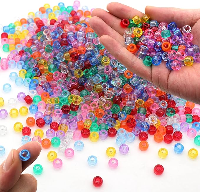 gmma transparent clear pony beads for friendship bracelets for jewelry making 1000 pcs plastic colourful beads for 6x9mm for diy bracelet necklace party decoration supplies