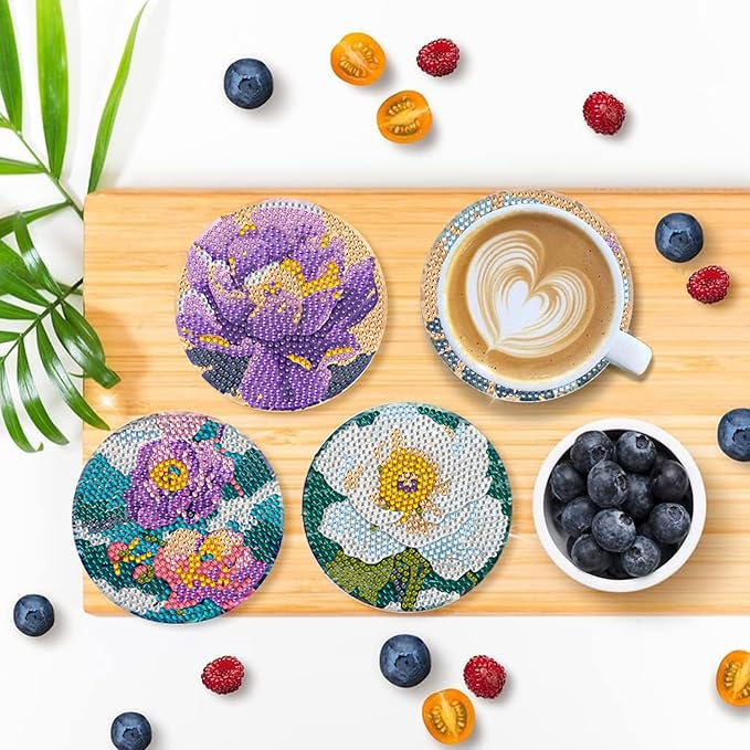 EWJRNSF 8 PCS Diamond Art Coasters Kit, Small Diamond Painting Coasters, Fall Diamond Art Kits for Adults Beginners, Arts and Crafts Supplies Item Sets with Holder