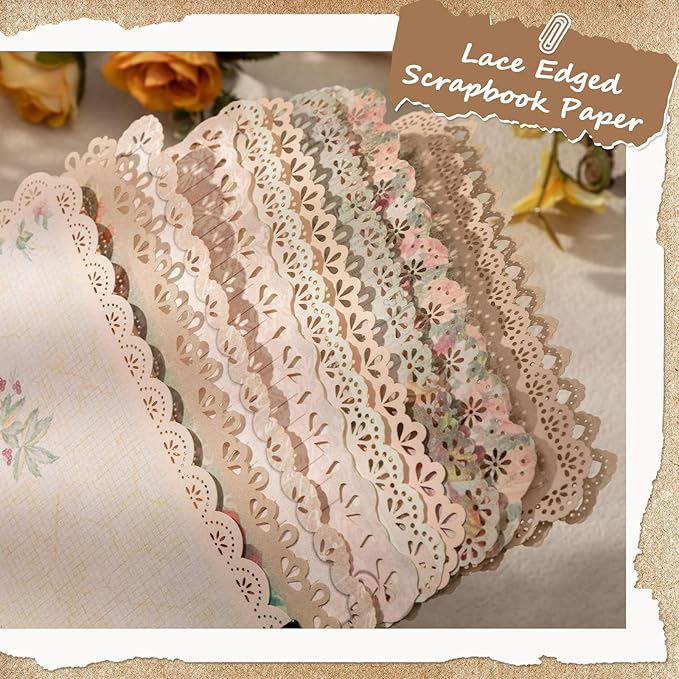 40 Pcs Textured Vintage Scrapbook Paper, 4 Themes Scrapbook Journaling Supplies, Embossed Designs Scrapbooking Kit Decorative Paper for Junk Journals, Card Making, Collage Art, Retro Crafts