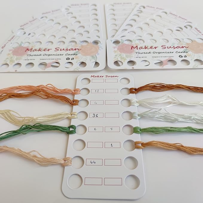 10 Pack Embroidery Thread Organizer Cards, Embroidery Floss Organizer Holder 16 Positions Cross Stitch Per Bobbin for Thread, Embroidery Floss Bobbin Cardboard, Thread Keeper, DIY Storage