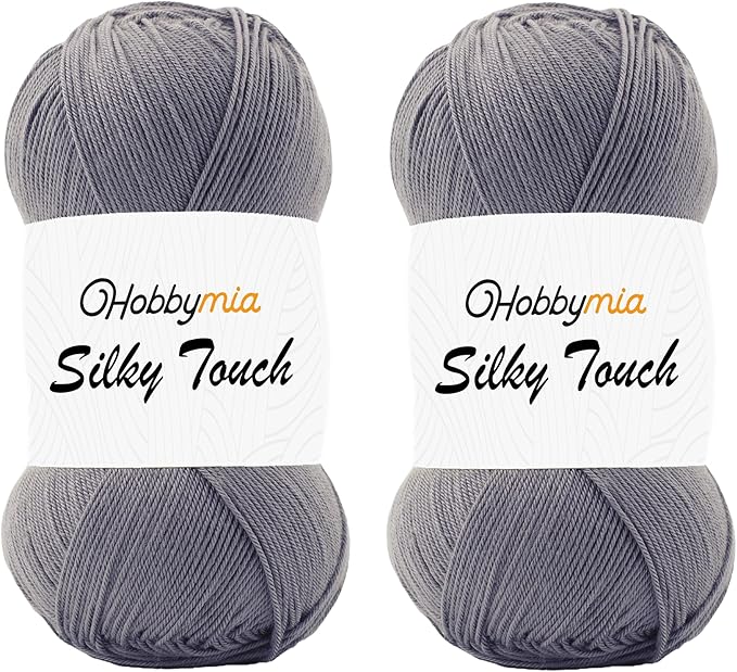 Silky Touch Acrylic Yarn - Soft Sport Weight Yarn for Crochet & Knitting - 100g / 383yds - 100% Microfiber Acrylic - Lightweight Fine Smooth Yarn(Gray - Iron Gray, 2 Skeins)