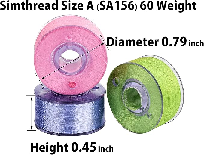 Simthread 25pcs Assorted Colors Size A Class 15 (SA156) 60WT Prewound Bobbins Thread with Clear Storage Plastic Box Compatible with Brother Embroidery Thread Sewing Thread Machine DIY